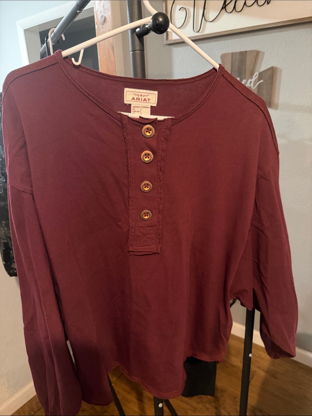 Ariat Women's Long Sleeve Henley Top - Wine